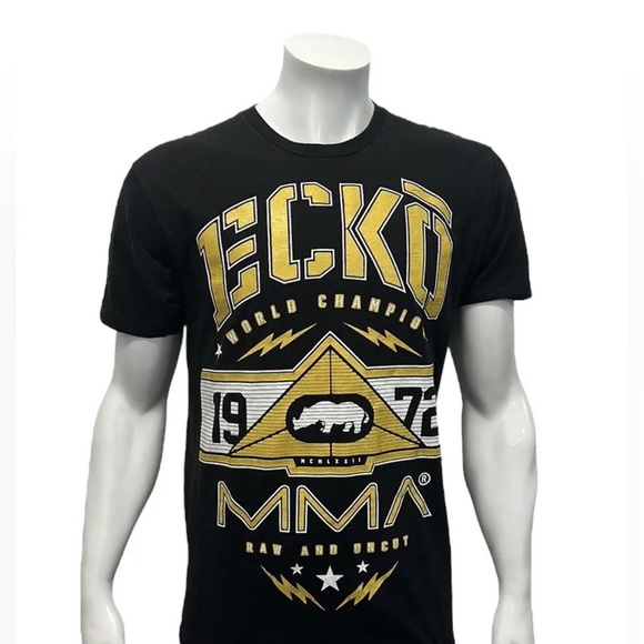 ECKO UNLTD MMA World Champion Raw and Uncut 1972 Black Yellow Rino T-Shirt Large - Picture 4 of 9